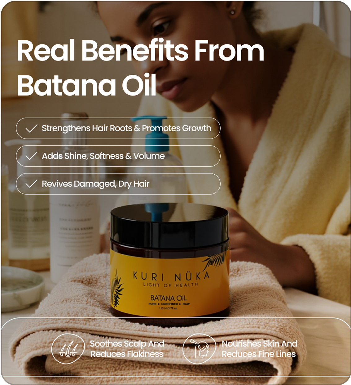 Huile Naturelle pour Cheveux Batana